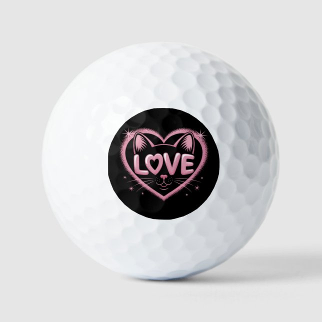 Funkelnde Katzenliebe Golfball (Vorderseite)