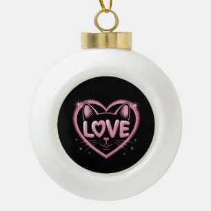Funkelnde Katzenliebe Keramik Kugel-Ornament