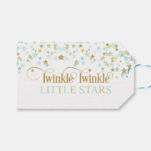 Funkelnde kleine Sterne Baby Shower Mintgrün Geschenkanhänger