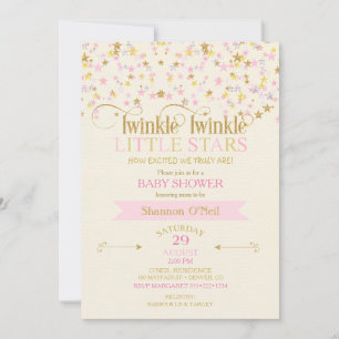 Funkelnde kleine Sterne Zwillings-Baby-Party Pink Einladung