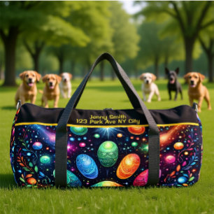 Funkelnde Kosmos-Künstlerische Reisemonogramm-Pers Duffle Bag