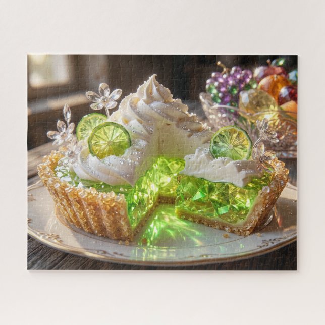 Funkelnde Kristall-Key-Lime-Pie-Dessert-Kunst Puzzle (Horizontal)