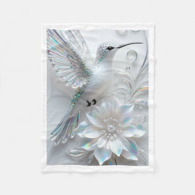 Funkelnde Kristall-Kolibri-Wurfdecke Fleecedecke (Vorderseite)
