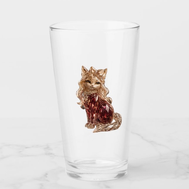 Funkelnde Kristall Süße Katze Luxus  Glas (Vorderseite)