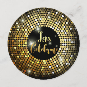 Funkelnde Lichter Gold Glitter Nacht Party Einladu Einladung