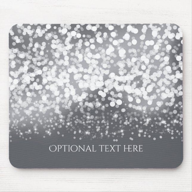 Funkelnde Lichter Romantischer Silberner Moderner  Mousepad (Vorne)