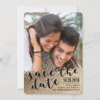 Funkelnde Liebesfoto-Save-the-Date-Karte