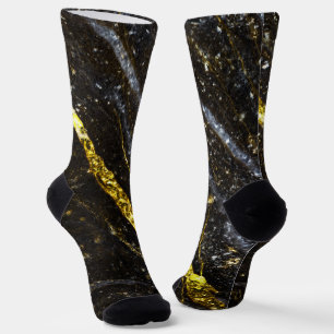 Funkelnde Linie Gold schwarz schick abstrakt Bling Socken