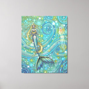 Funkelnde Meerjungfrau Fantasy-Kunst von Molly Har Leinwanddruck