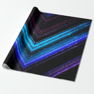 Funkelnde metallisch blaue violette Galaxie-Chevro Geschenkpapier