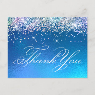 Funkelnde Multi-Glitter-Ozean-Ombre-Folie Danke Postkarte