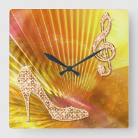 Funkelnde orange Musiknote & Stiletto-Absatz