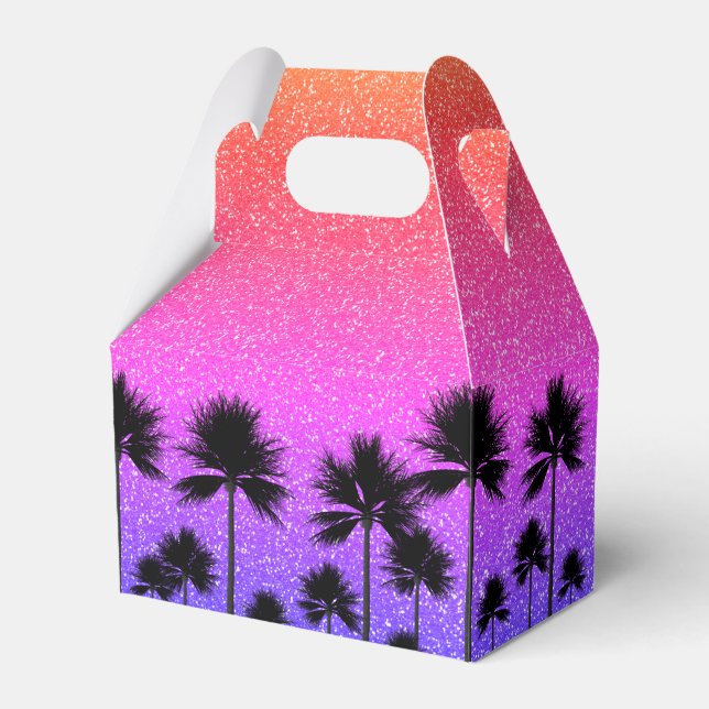 Funkelnde Palmen Gradient Sonnenuntergang Geschenkschachtel (Vorderseite)