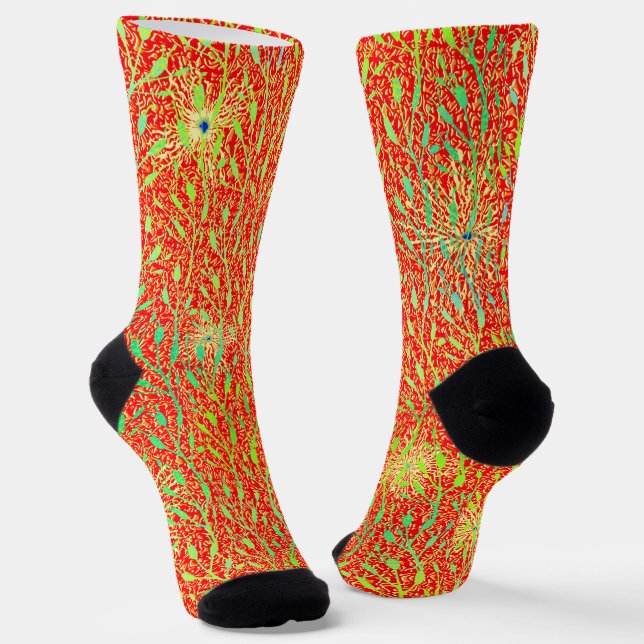 Funkelnde Party Orange Feuerwerk Socken (Gewinkelt)