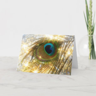 Funkelnde Pfau-Feder-Gruß-Karte Karte