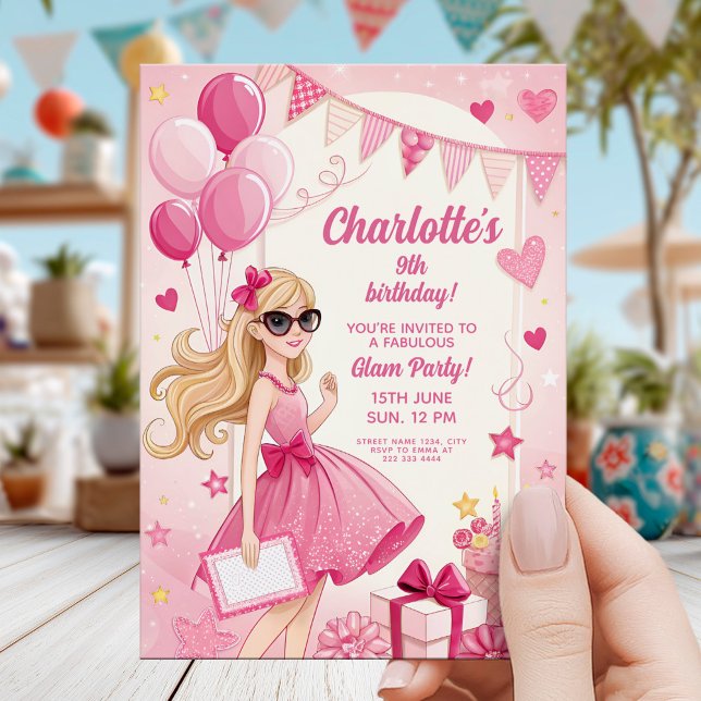 Funkelnde Pink Glam Geburtstagsfeier Einladung (Von Creator hochgeladen)