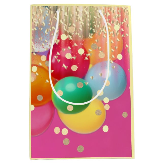 Funkelnde Pink Party  Mittlere Geschenktüte (Vorderseite)