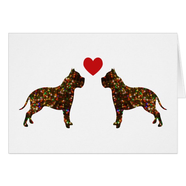 Funkelnde Pitbull Liebe-Silhouette (Vorderseite (Horizontal))
