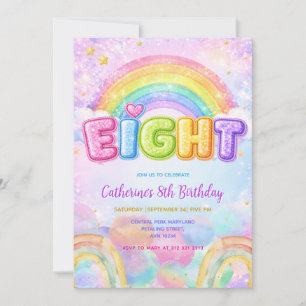Funkelnde Regenbogen 8. Geburtstagsfeier Einladung