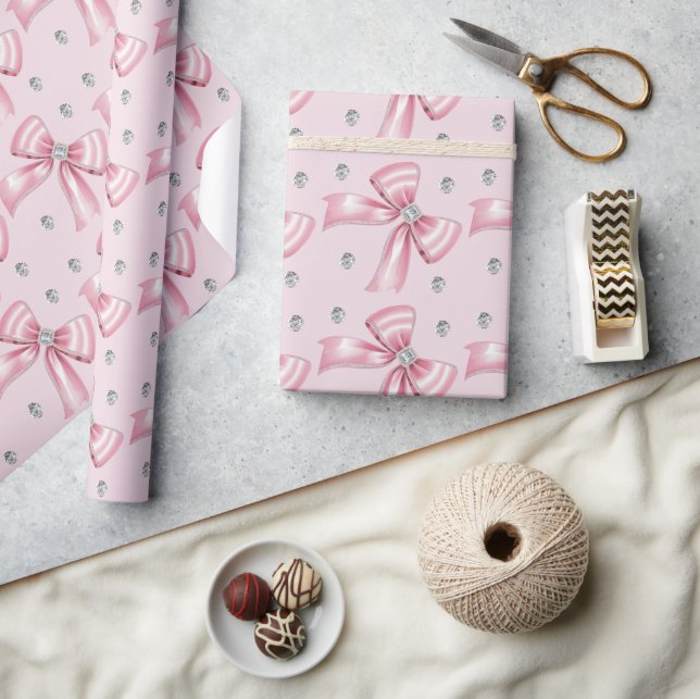 Funkelnde Rosa Coquette-Schleife 1. Geschenkpapier (Kunsthandwerk)