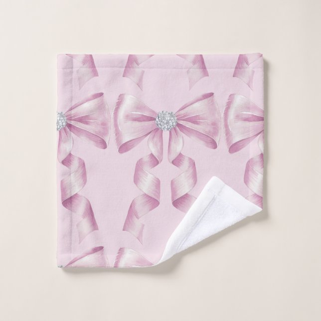 Funkelnde Rosa Coquette-Schleife 1. Waschlappen (Waschlappen)