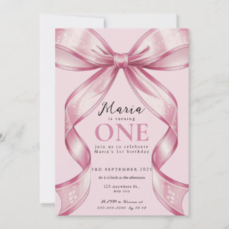 Funkelnde Rosa Kokette Schleife 1. Einladung