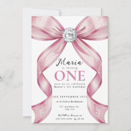 Funkelnde Rosa Kokette Schleife 1. Einladung
