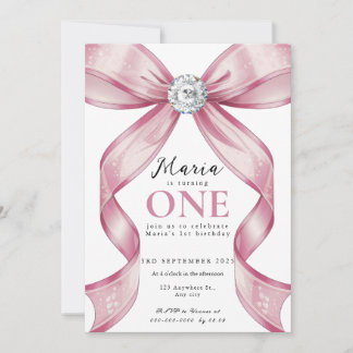 Funkelnde Rosa Kokette Schleife 1. Einladung