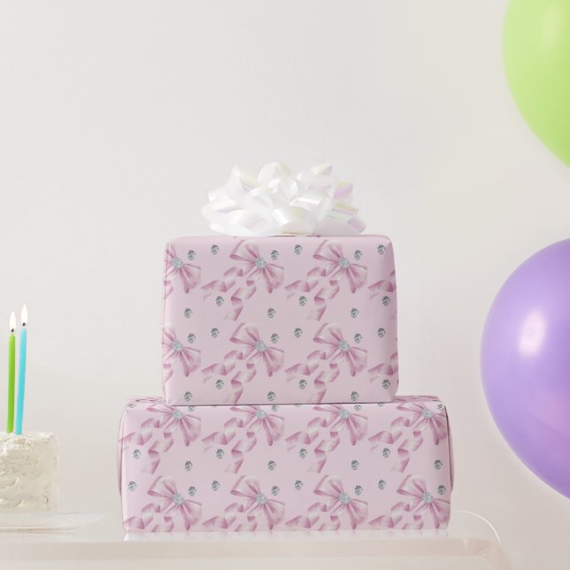 Funkelnde Rosa Koketten-Schleife 1. Geschenkpapier (Partygeschenke)