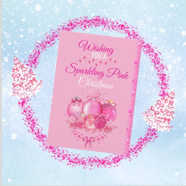 Funkelnde rosa Weihnachtskarte Feiertagskarte (Von Creator hochgeladen)