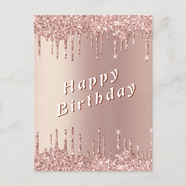 Funkelnde Roségold-Glitter-Geburtstagskarten Postkarte (Vorderseite)