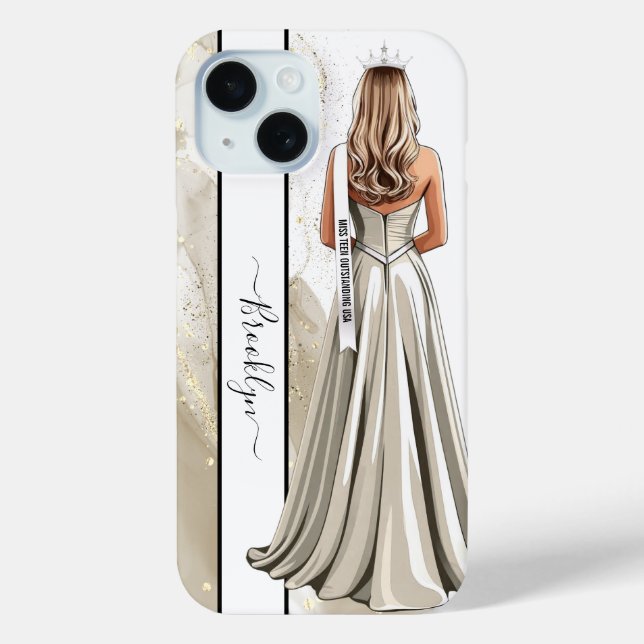 Funkelnde Sand-Pageant-Porträt-Blondine Case-Mate iPhone Hülle (Rückseite)
