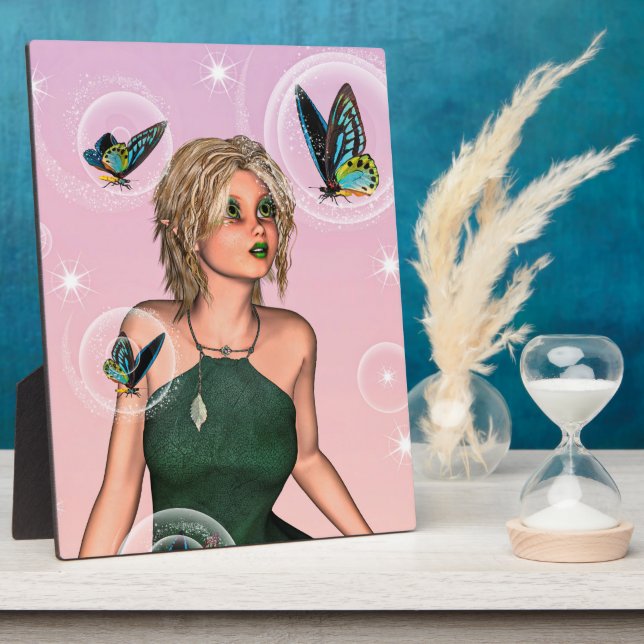 Funkelnde Schmetterlingsfee Fantasy-Kunst Fotoplatte (Seite)