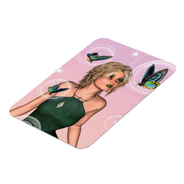 Funkelnde Schmetterlingsfee Fantasy-Kunst Magnet (Linke Seite)