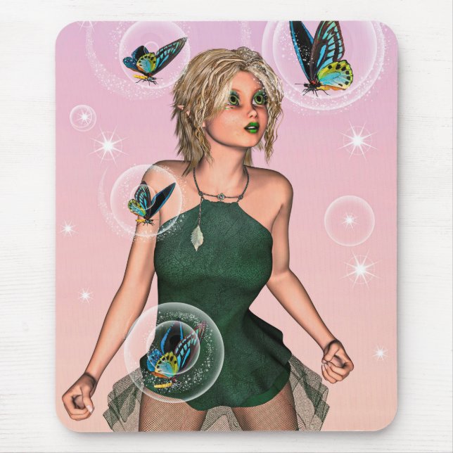 Funkelnde Schmetterlingsfee Fantasy-Kunst Mousepad (Vorne)