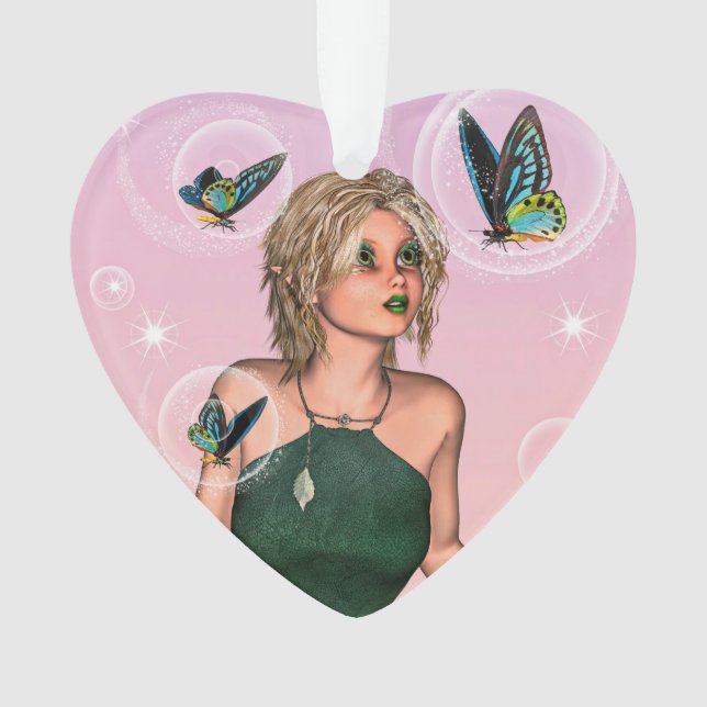 Funkelnde Schmetterlingsfee Fantasy-Kunst Ornament (Vorderseite)