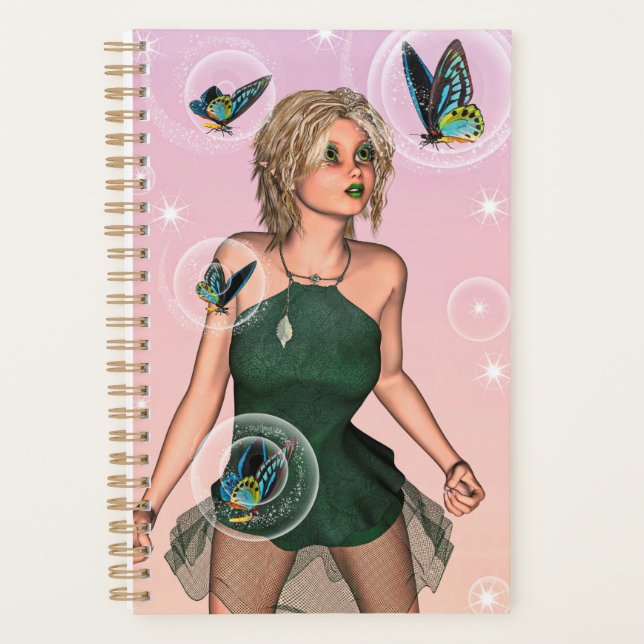 Funkelnde Schmetterlingsfee Fantasy-Kunst Planer (Vorderseite)