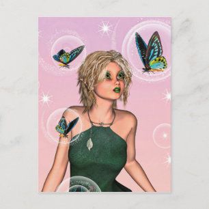 Funkelnde Schmetterlingsfee Fantasy-Kunst Postkarte