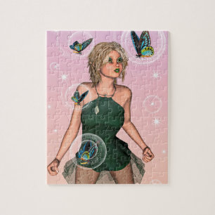 Funkelnde Schmetterlingsfee Fantasy-Kunst Puzzle