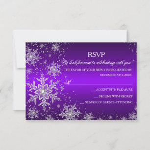 Funkelnde Schneeflocke Lila Weihnachtsfeier RSVP Karte