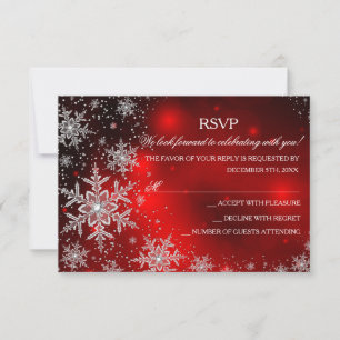 Funkelnde Schneeflocke Rote Weihnachtsfeier RSVP Karte