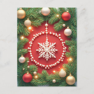 🎄 Funkelnde Schneeflocken-Verzierung Eleganz Weih Postkarte