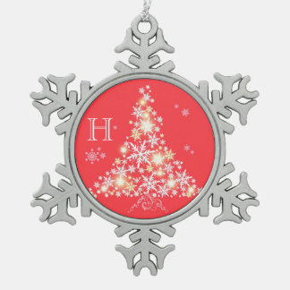 Funkelnde Schneeflocken Zinn-Ornament