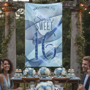 Funkelnde Schwünge Sweet Sixteen Blau ID652 Banner