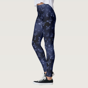Funkelnde Silber Glam Schmetterlinge Leggings