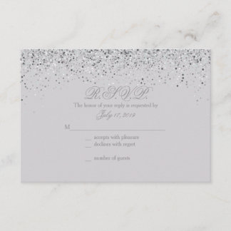 Funkelnde Silberne Glitzer-Hochzeitskarten RSVP Karte