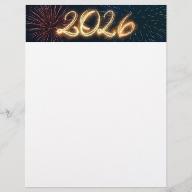 Funkelnde Silvester-Feuerwerke 2026 Briefbogen (Vorderseite)