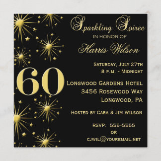 Funkelnde Soiree-60. Geburtstags-Einladungen Einladung