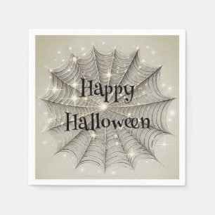 Funkelnde Spinnennetz Whimsical Tan Halloween-Part Serviette