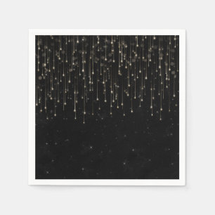 Funkelnde Sternschnuppen Schwarze chic Verlobungsf Serviette